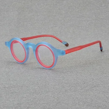 Круглые очки с двойным кругом для мужчин и женщин, модные цветные оправы для оптических очков из ацетата, изготовление рецептурных очков для лечения близорукости  2