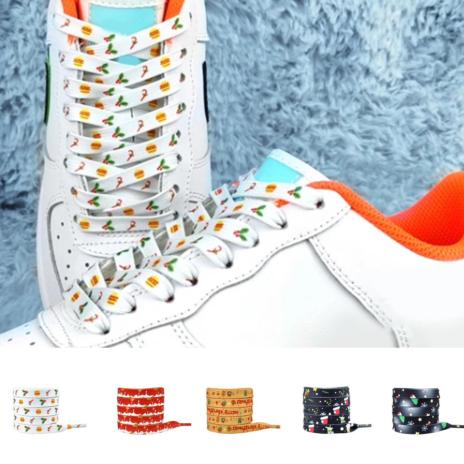 1 Пара 2024 Новых Шнурков Для обуви Рождественское Украшение Шнурки Для Кроссовок Шнурки Для Обуви На Плоской Подошве Спортивные Шнурки Шнурки Для обуви