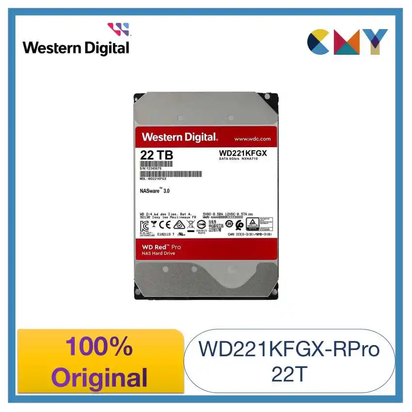 100% Оригинал Western Digital WD Red Pro 22 ТБ 3,5 HDD NAS Внутренний жесткий диск SATA 7200 об/мин WD221KFGX