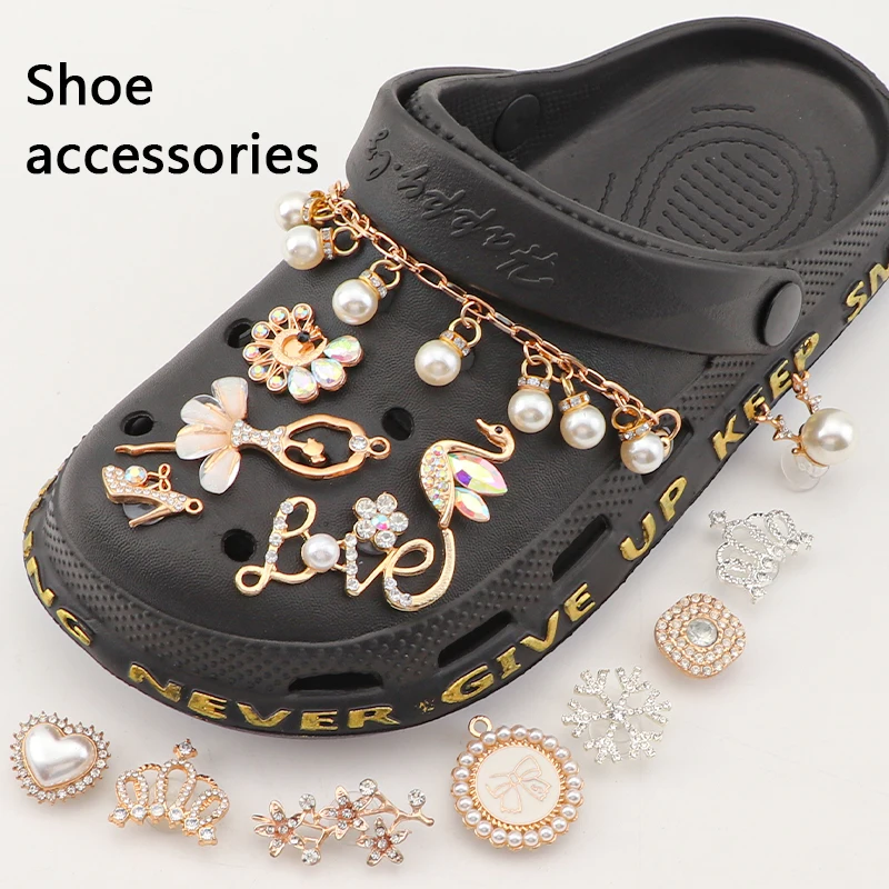1ШТ Ювелирные изделия с бриллиантами, Корона, Цветочная пряжка для обуви, цепочки-побрякушки, Аксессуары для обуви Croc, подвески для обуви, булавки для кристаллов Croc
