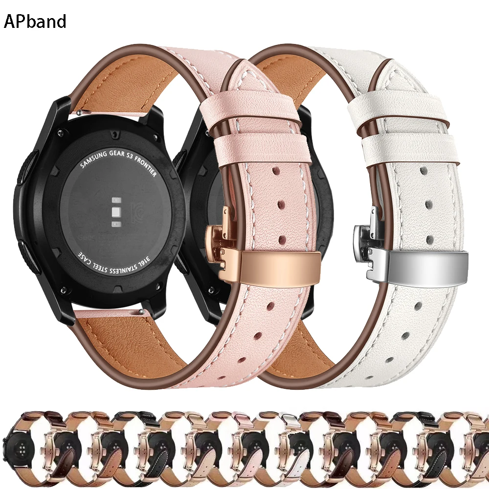 20 мм 22 мм Кожаный Ремешок Для Samsung Galaxy watch 4/5 Classic/Active 2/3/42 мм/46 мм браслет Huawei GT/2/3 Pro Galaxy watch 4 ремешок