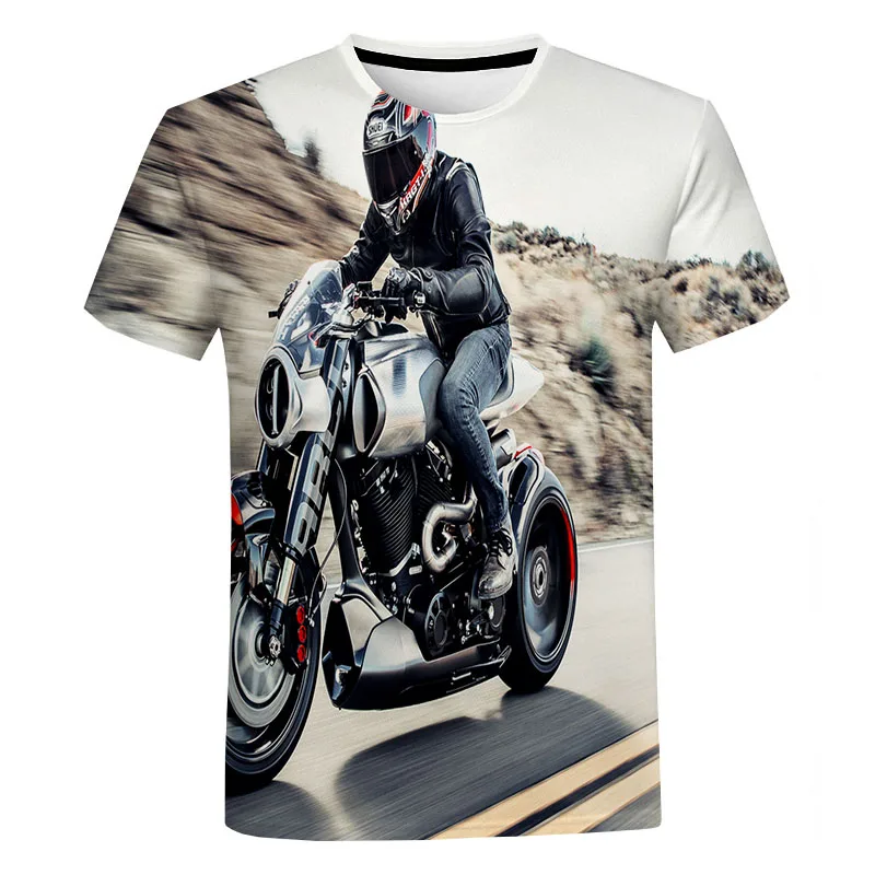 2023 Модная новая мотоциклетная футболка с 3D принтом для мужчин и женщин, улица Харадзюку, круглый вырез, большой размер, короткий рукав, тренд для мальчиков и девочек