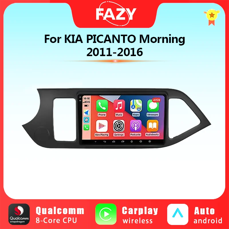 2din Android Auto Carplay Автомагнитола Для KIA PICANTO Morning 2011-2016 Мультимедийный Видеоплеер Навигация GPS IPS 4G Головное Устройство