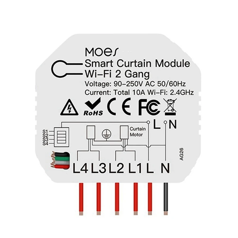 2X Tuya Smart Wifi Модуль переключения двойных штор на 2 группы Электродвигатель рольставни Приложение Smart Life с Alexa