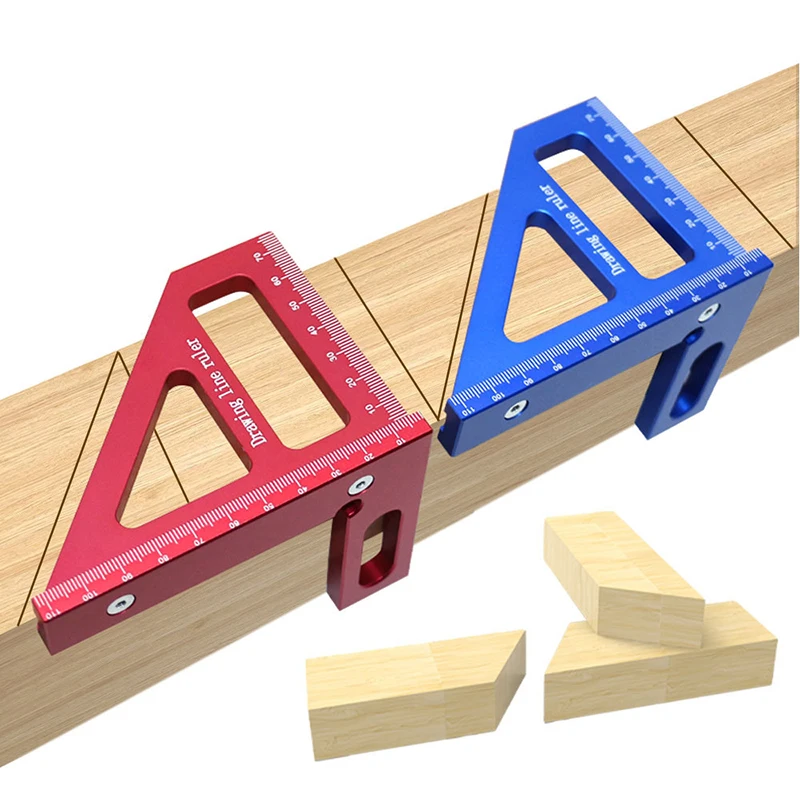 3D мульти-угол макет алюминиевого сплава Красный треугольник линейка в ус 45°/90° деревообработка квадратный транспортир измерительные инструменты см/в 1шт