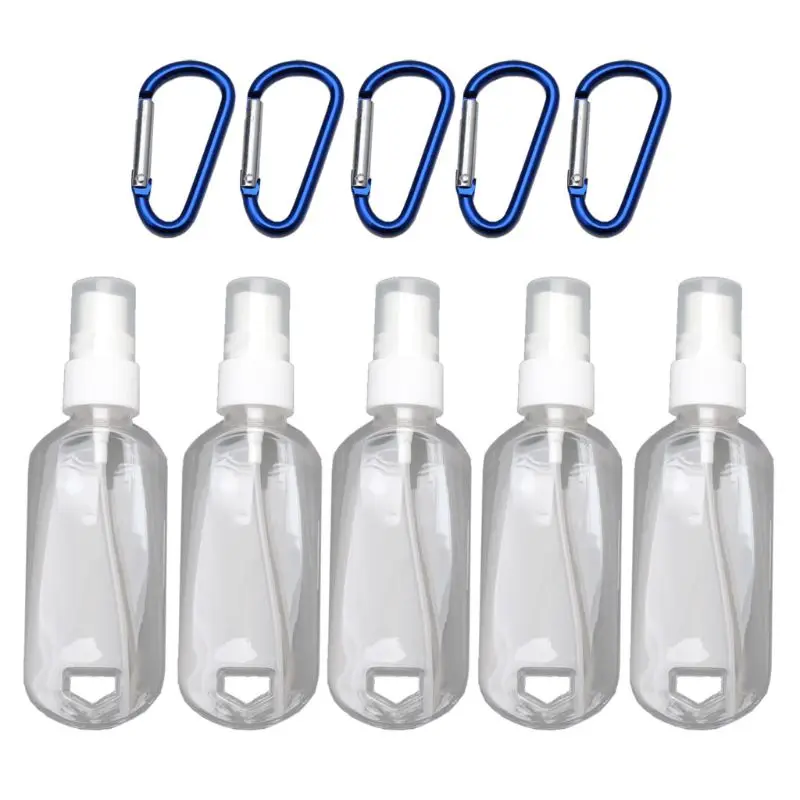 5 Портативных пластиковых бутылок дезинфицирующего средства для рук, дорожный маленький держатель, крючок, брелок для ключей, прямая поставка
