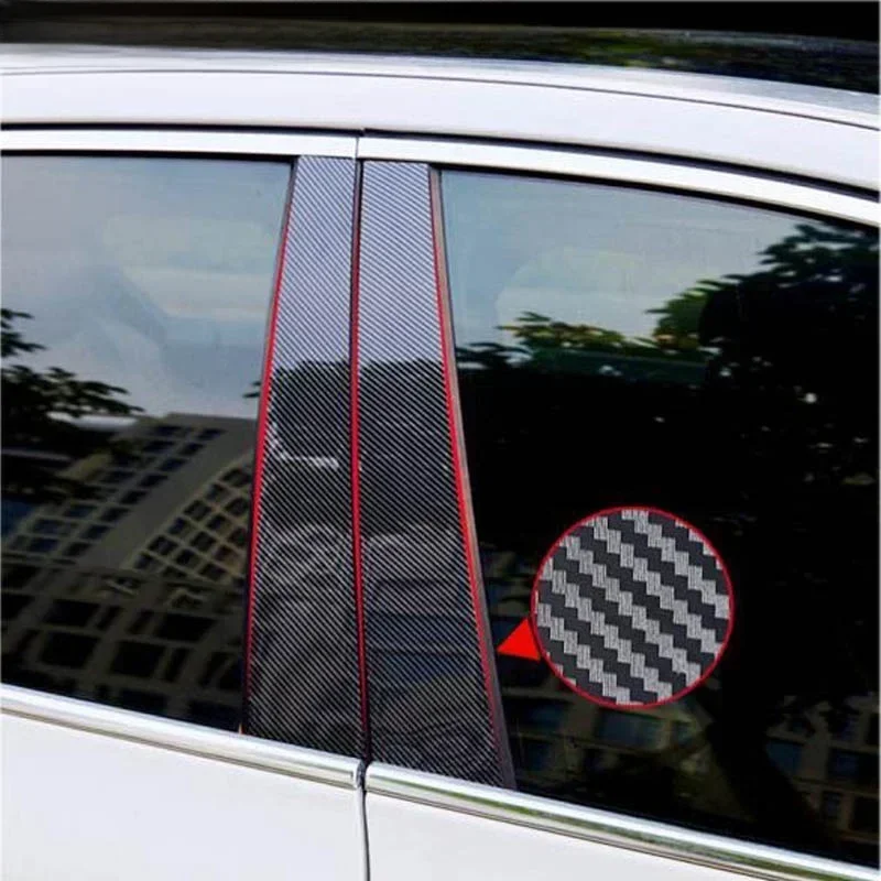 8 шт. автомобильные стойки, дверная оконная накладка, панель, пригодная для Kia Rio FB /UC 2018-2022, автомобильные колонки, черные наклейки из углеродного волокна, запчасти