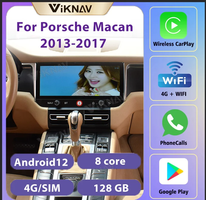 8-Ядерный 8 + 128 Г Автомобильный Радио Стерео Мультимедийный Видеоплеер GPS Навигация Для Porsche Macan 2013-2017 Двойной Din Carplay Android 12