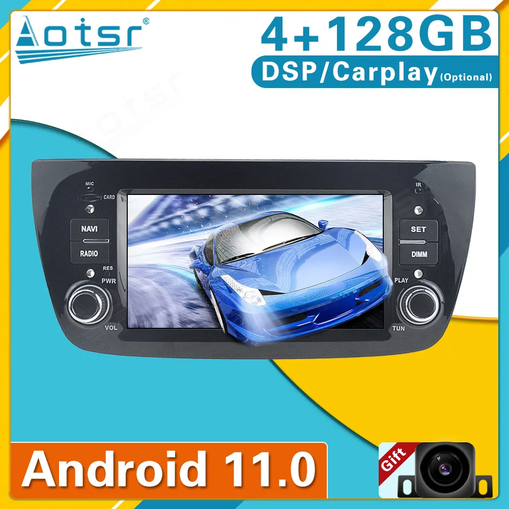 Android 11,0 4 + 128 Г Для FIAT DOBLO 2010-2015 Автомобильная GPS Навигация Авто Аудио Стерео Магнитола Головное Устройство