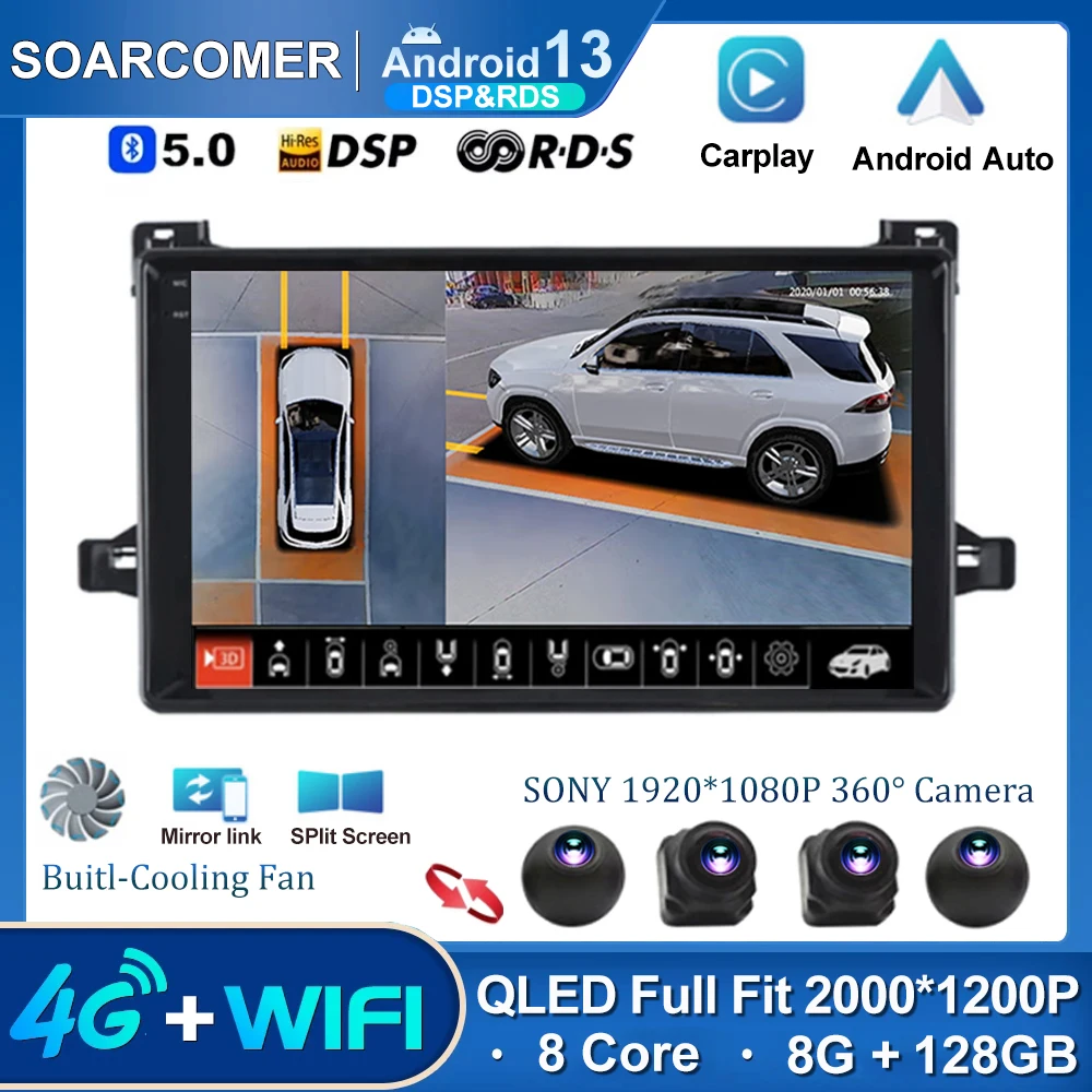 Android 13 для Toyota Prius XW50 2015 - 2020 Автомобильный радиоприемник, мультимедийный видеоплеер, навигация, GPS-приемник Без 2din, 2 din