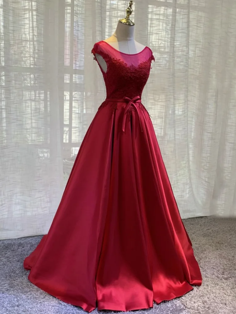 Ashely Als Вечерние платья винно-красного цвета, вечернее платье, Кружевное атласное Платье трапециевидной формы, Женское платье для выпускного вечера, платье для невесты, свадебная вечеринка, Vestidos