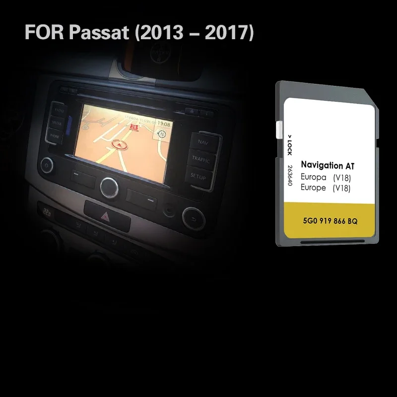 AT V18 Используется для VW Passat С 2013 по 2017 год Автомобильная спутниковая навигация MIB1 16GB Карта SD Карта Обложка Греция Швеция Турция Австрия