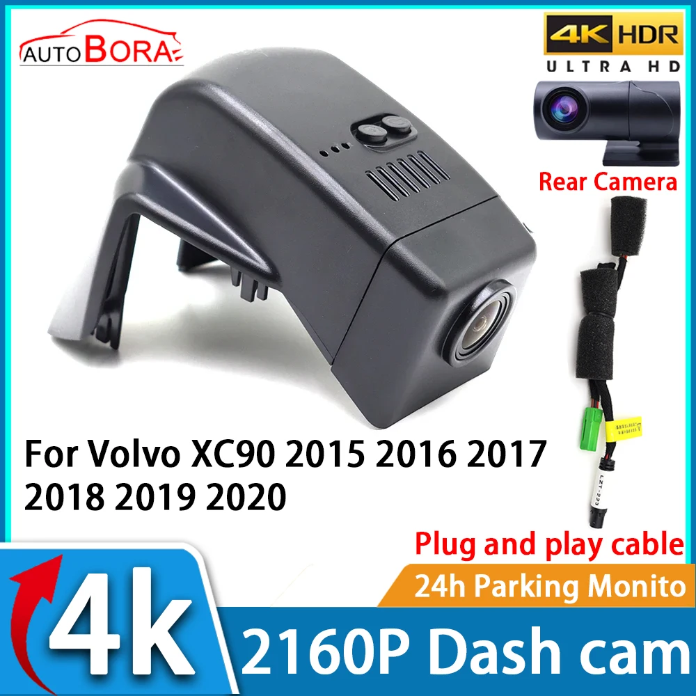 AutoBora DVR Dash Cam UHD 4K 2160P Автомобильный Видеомагнитофон Ночного Видения для Volvo XC90 2015 2016 2017 2018 2019 2020