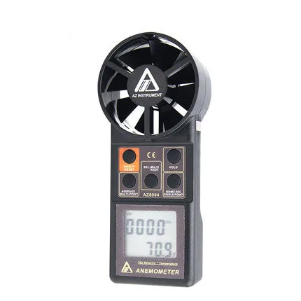 AZ8904 Ручной измеритель скорости ветра, температуры, Анемометр, Расходомер воздуха, Диапазон скорости ветра 0,4 ~ 30 м / с