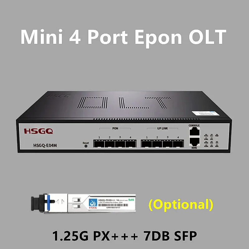 FTTH Mini 4 порта Epon Olt 1.25G PX + + + SFP Дополнительно Поддержка HAGQ E04M Mini Olt 256 ONUS 1 * NMS + 1 * Консоль