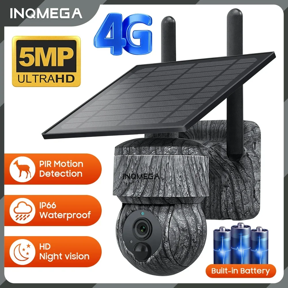 INQMEGA 5MP 4MP WIFI Беспроводная PTZ Солнечная Камера 4G SIM С Солнечной Панелью Двусторонняя Аудио Защита Безопасности CCTV Камера Аккумуляторная Камера