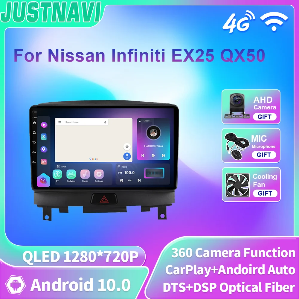 JUSTNAVI QLED Android Автомобильный Радио Мультимедийный Плеер Для Nissan Infiniti EX25 QX50 GPS Carplay GPS Навигация Без 2din DVD Головного Устройства