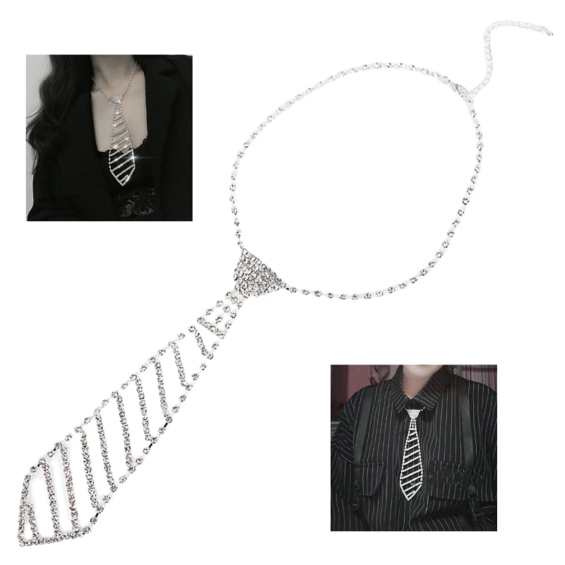 MXMB; Женское ожерелье из блестящих стразов с регулируемой цепочкой; Длинный галстук с блестящими кристаллами; Модные украшения для шеи; подарок для вечеринки