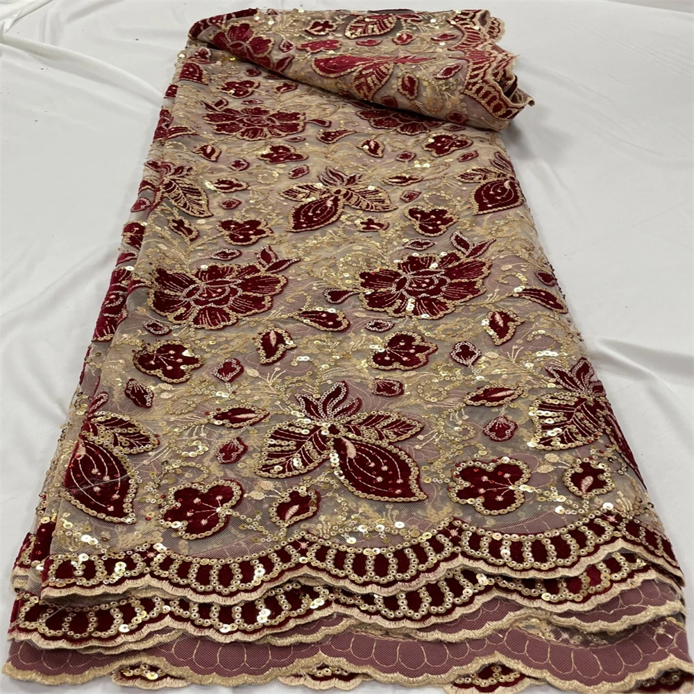 SJ Lace Бархат, Африканская кружевная ткань, вышивка пайетками, Нигерийское кружево, Высококачественная кружевная ткань из французского тюля RC-0190