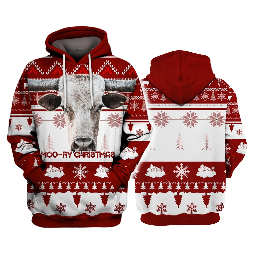 Texas Longhorn Moo-Ry Рождественские 3D толстовки, пуловеры с принтом, мужские и женские забавные свитшоты, Рождественский свитер, прямая поставка