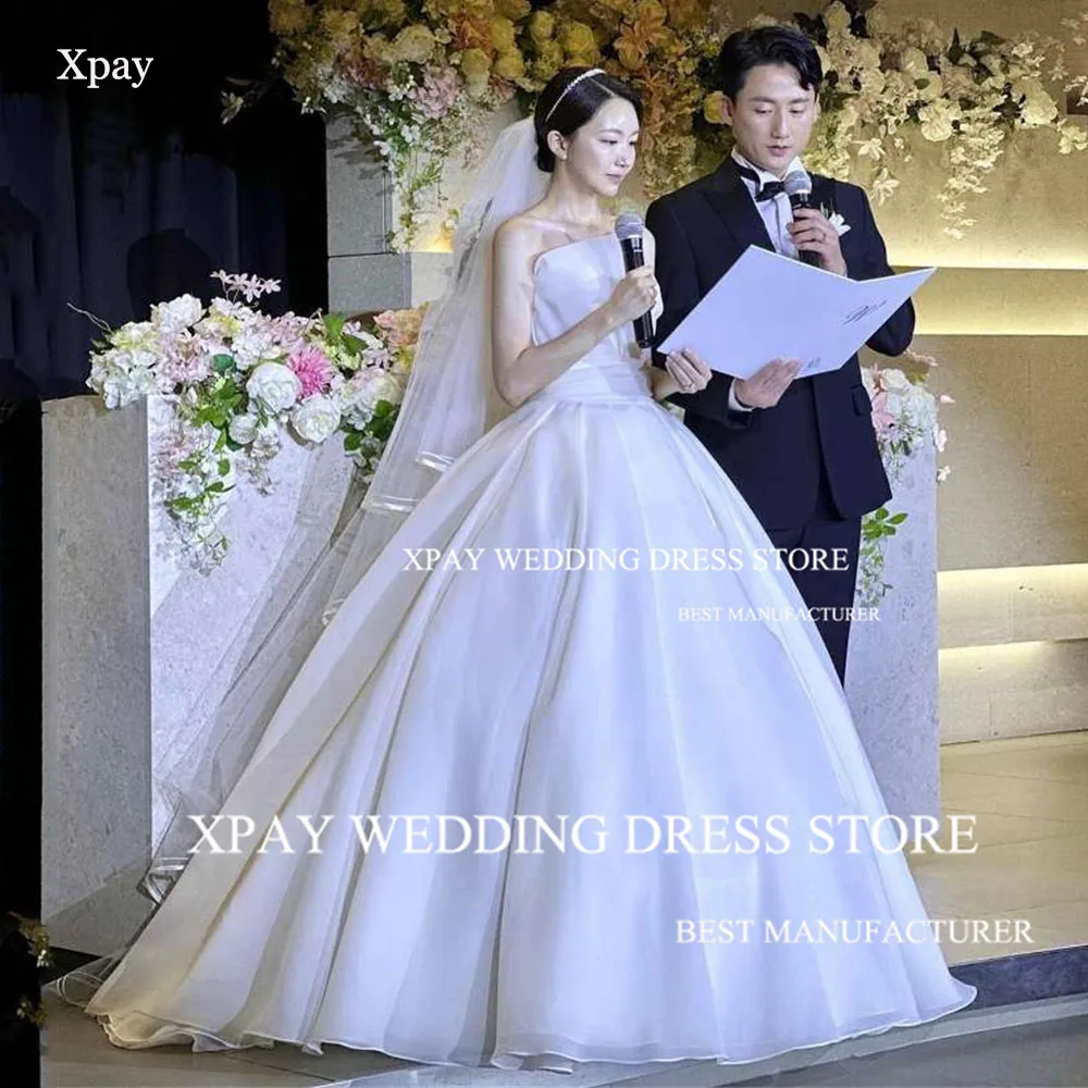 XPAY Princess Palace Корейское бальное платье без бретелек с оборками и складками, корсет без рукавов с открытой спиной, свадебные платья нестандартного размера