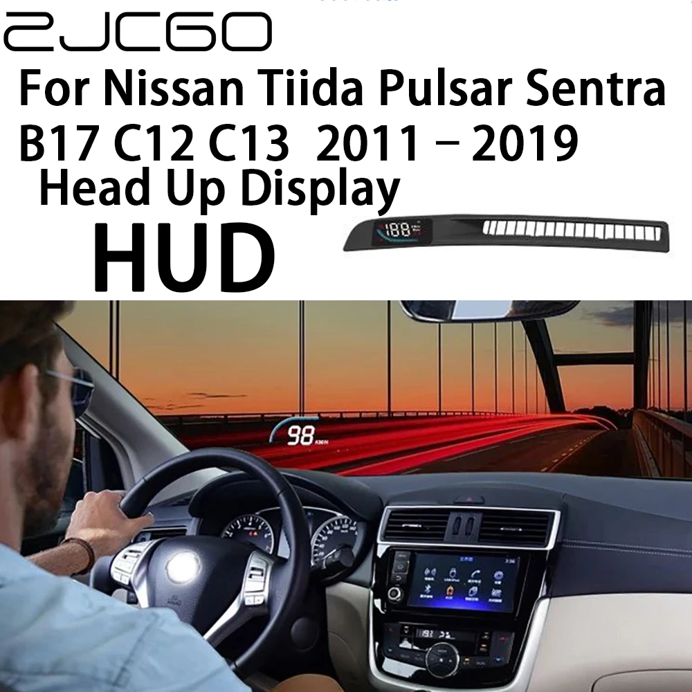 ZJCGO Auto HUD Автомобильный Проектор Сигнализации Головной Дисплей Спидометра Лобовое Стекло для Nissan Tiida Pulsar Sentra B17 C12 C13 2011 ~ 2019