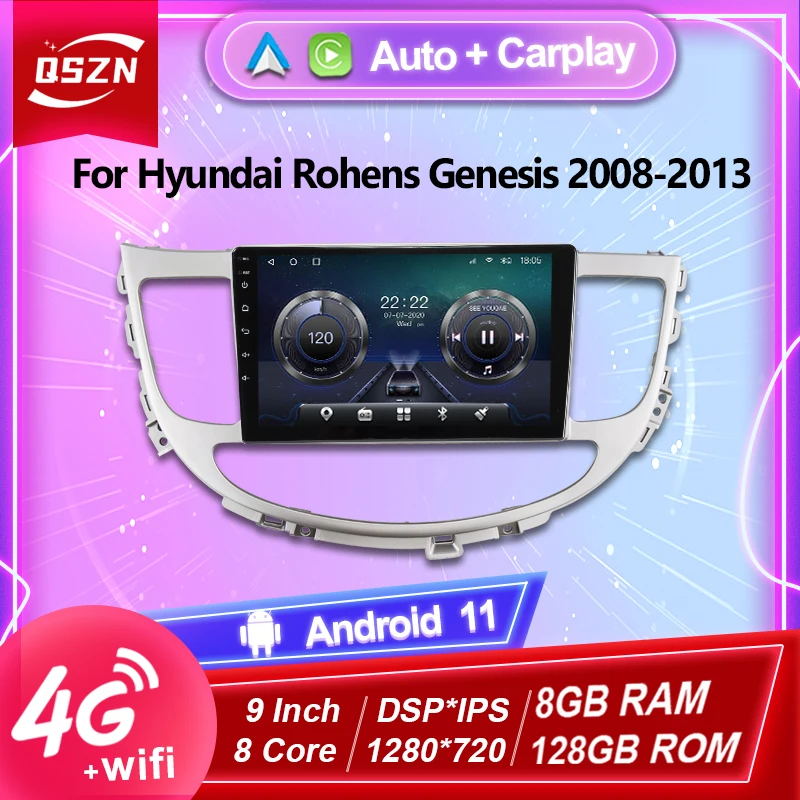 Автомагнитола Android 11 для Hyundai Rohens Genesis 2008-2013 Мультимедийный видеоплеер Navigaion GPS 2 din 4G DVD Головное устройство