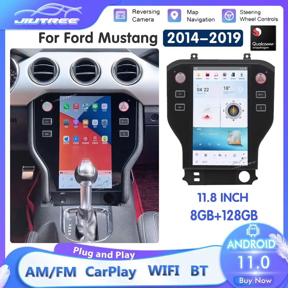 Автомагнитола Android 11 Мультимедиа для Ford Mustang 2014 2015 2016 2017-2019 Tesla GPS 4G Навигация стереоплеер головное устройство