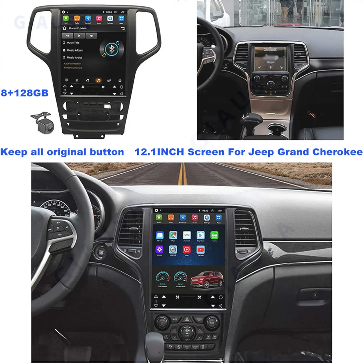 Автомагнитола с сенсорным экраном Android 13 для Jeep Grand Cherokee 2013-2018, навигация, ТВ-монитор, GPS, радио, Мультимедиа