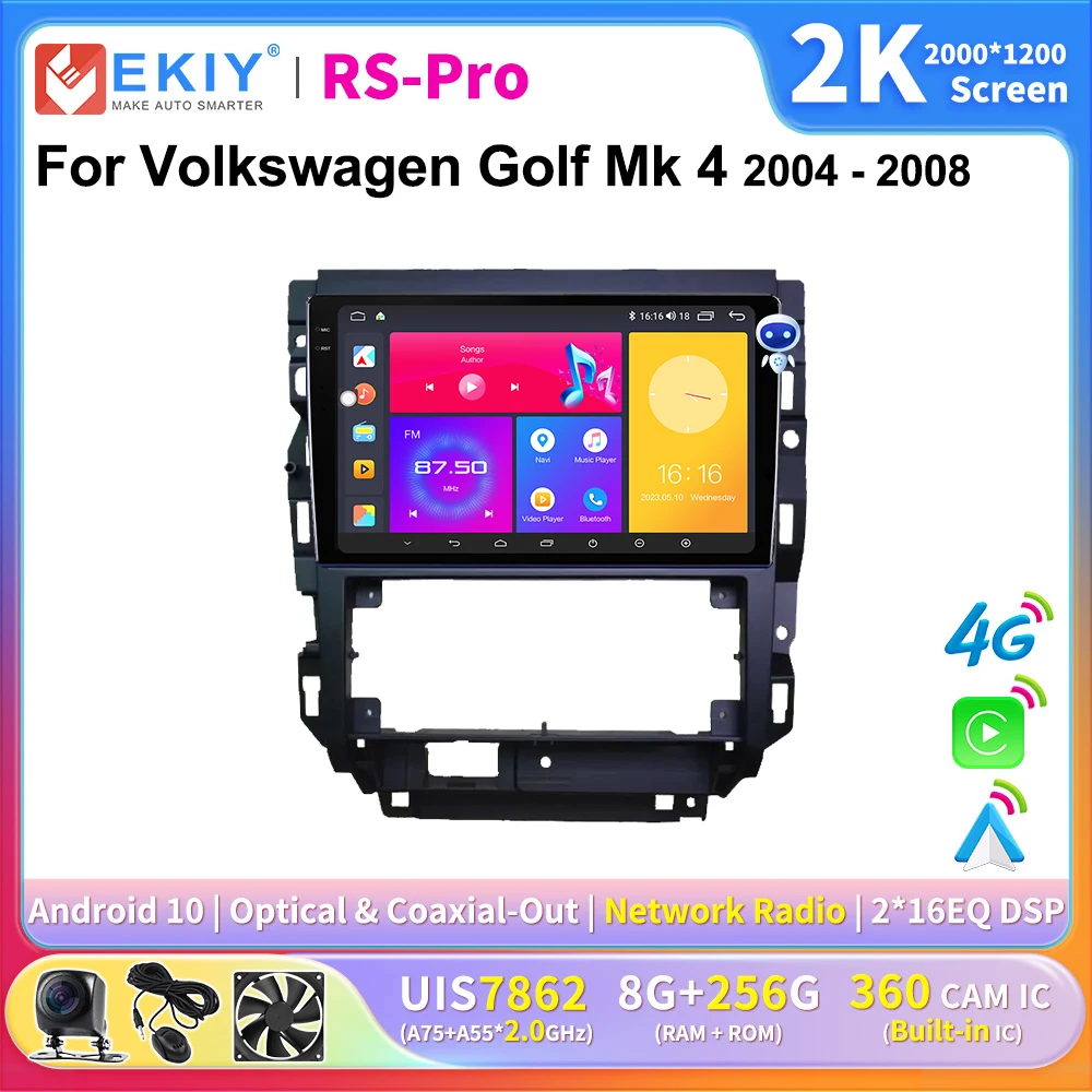 Автомобильная стереосистема EKIY с 2K экраном Android для Volkswagen Golf Mk 4 2004-2008 Auto Carplay Стерео автомагнитола Navi Головное устройство 4G плеер GPS