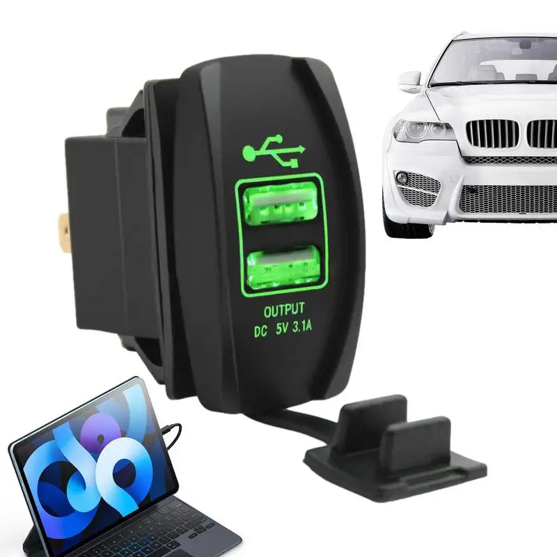 Автомобильное зарядное устройство USB C, двойной автомобильный адаптер USB 3.1A, зарядное устройство для мотоцикла, модифицированного автомобиля, лодки, яхты, кемпера, фургона, RV, круиза