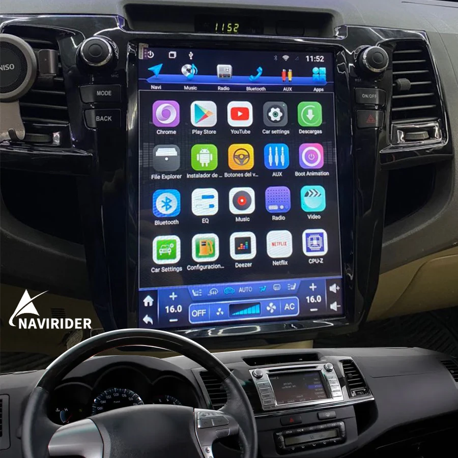 Автомобильный радиоприемник Android 13 в стиле Tesla с вертикальным экраном для Toyota Fortuner Hilux 2007-2015, Gps-навигатор Carplay, 12,1-дюймовый видеоплеер