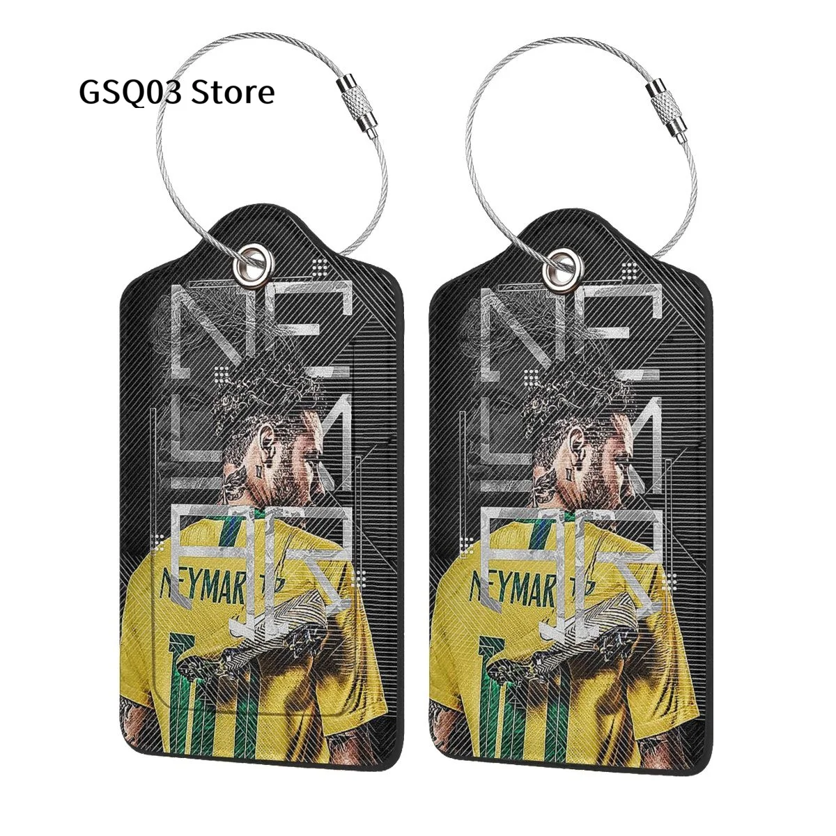 Багажные бирки Neymar для чемоданов с абстрактной кожаной петлей из нержавеющей стали, Бирка-этикетка для мужчин и женщин, Дорожная сумка, Чемодан, 1 шт