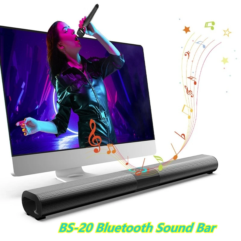 Беспроводная звуковая панель Bs-20 Bluetooth, сабвуфер, цветная подсветка Rgb, стереосистема объемного звучания, домашний кинотеатр, телевизор с дистанционным управлением, динамики Bluetooth