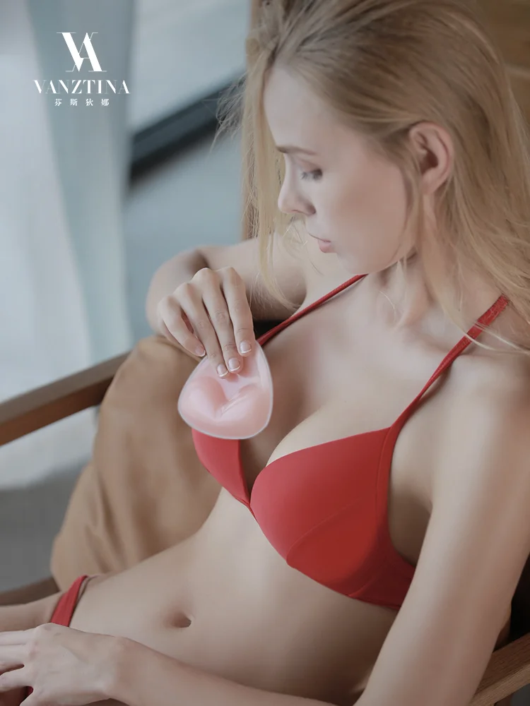 Бюстгальтер-бикини VANZTINA со вставками Съемный женский купальник пуш-ап, силиконовые треугольные накладки для увеличения груди, интимные аксессуары