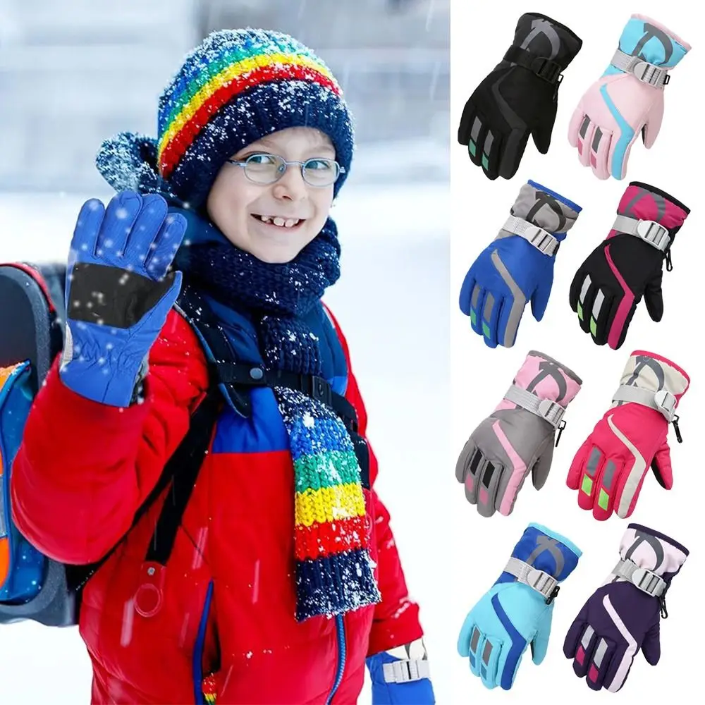 Ветрозащитные детские лыжные перчатки, новые модные нескользящие утолщенные теплые варежки, водонепроницаемые детские перчатки для альпинизма