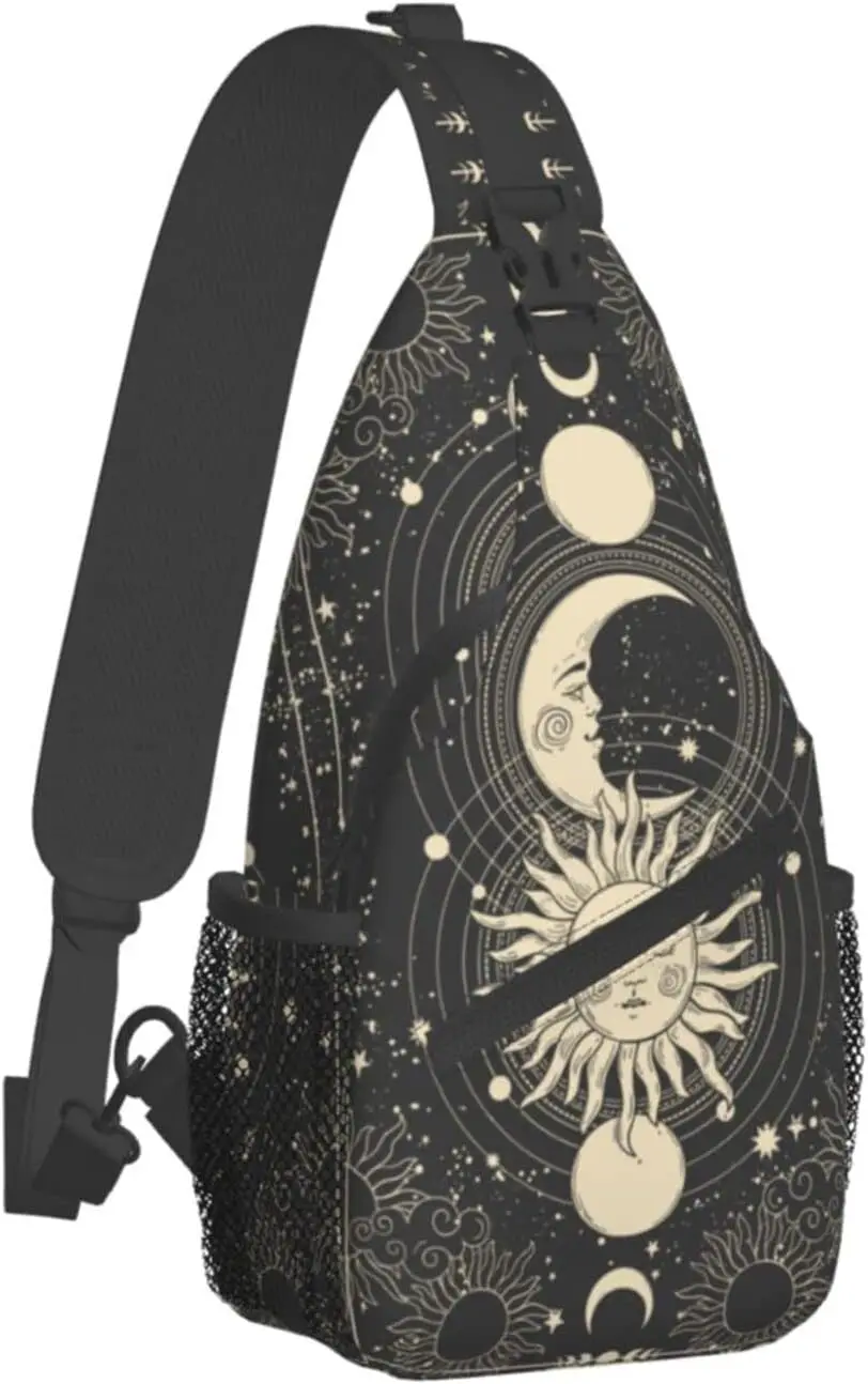 Винтажная сумка-слинг Sun Moon Stars, рюкзак через плечо, повседневные рюкзаки для женщин, мужчин, велоспорта, пеших прогулок, кемпинга, путешествий