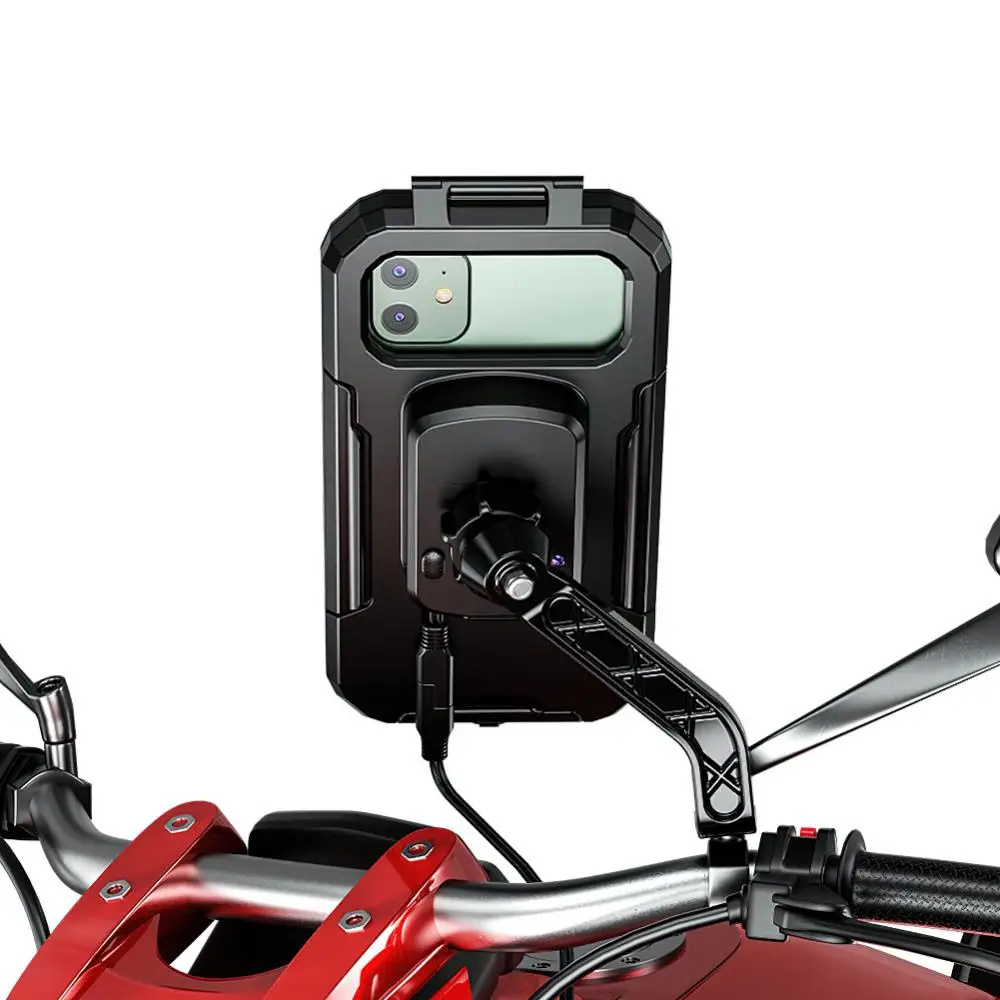 Водонепроницаемый держатель мобильного телефона для мотоцикла для смартфона с диагональю 4,7-6,8 дюймов, зеркало заднего вида с защитой от встряхивания с сенсорным экраном