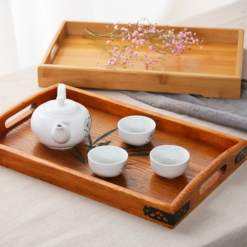Горячая распродажа, Японский Деревянный поднос для домашнего хранения, Прямоугольный набор для гостиной, Чайный сервиз, Организация Димсам, Кухонные принадлежности