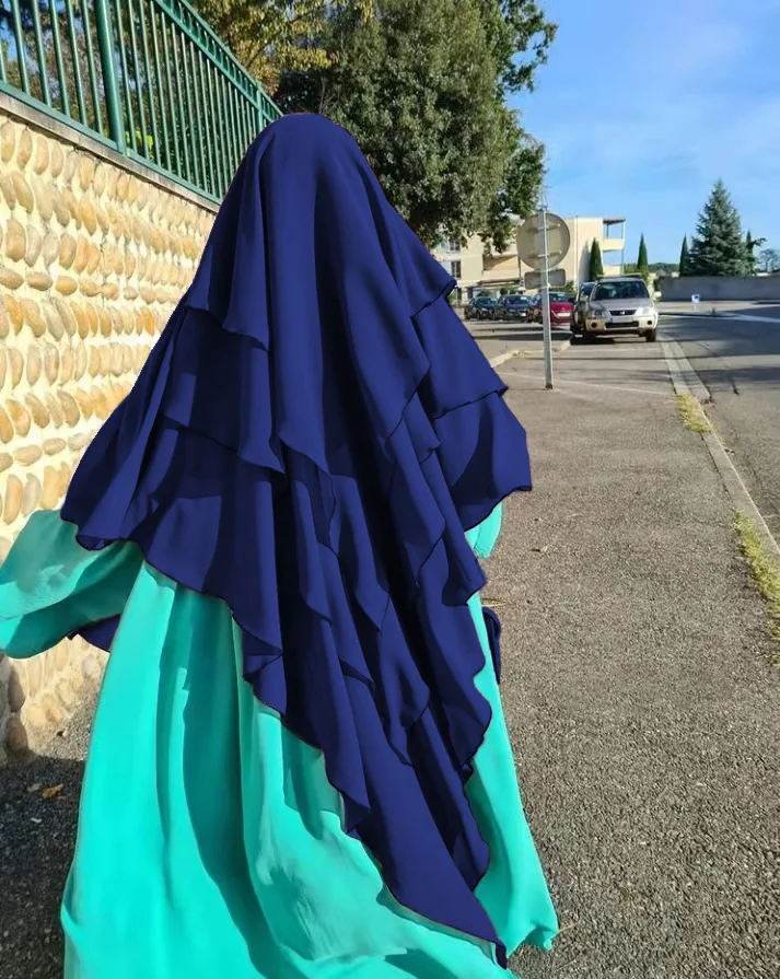 Длинный Химар Тюрбан Ислам Головной Платок Ид Хиджаб Шарф для Женщин Мусульманская Одежда Трехслойные Молитвенные Хиджабы в Рамадан Головной Убор Абаи