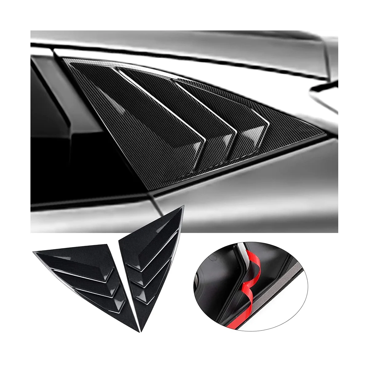 Для Hyundai Tucson 2021-2023 Жалюзи на задние боковые стекла, Треугольные Оконные Стеклянные жалюзи, Аксессуары - ABS Углеродное волокно