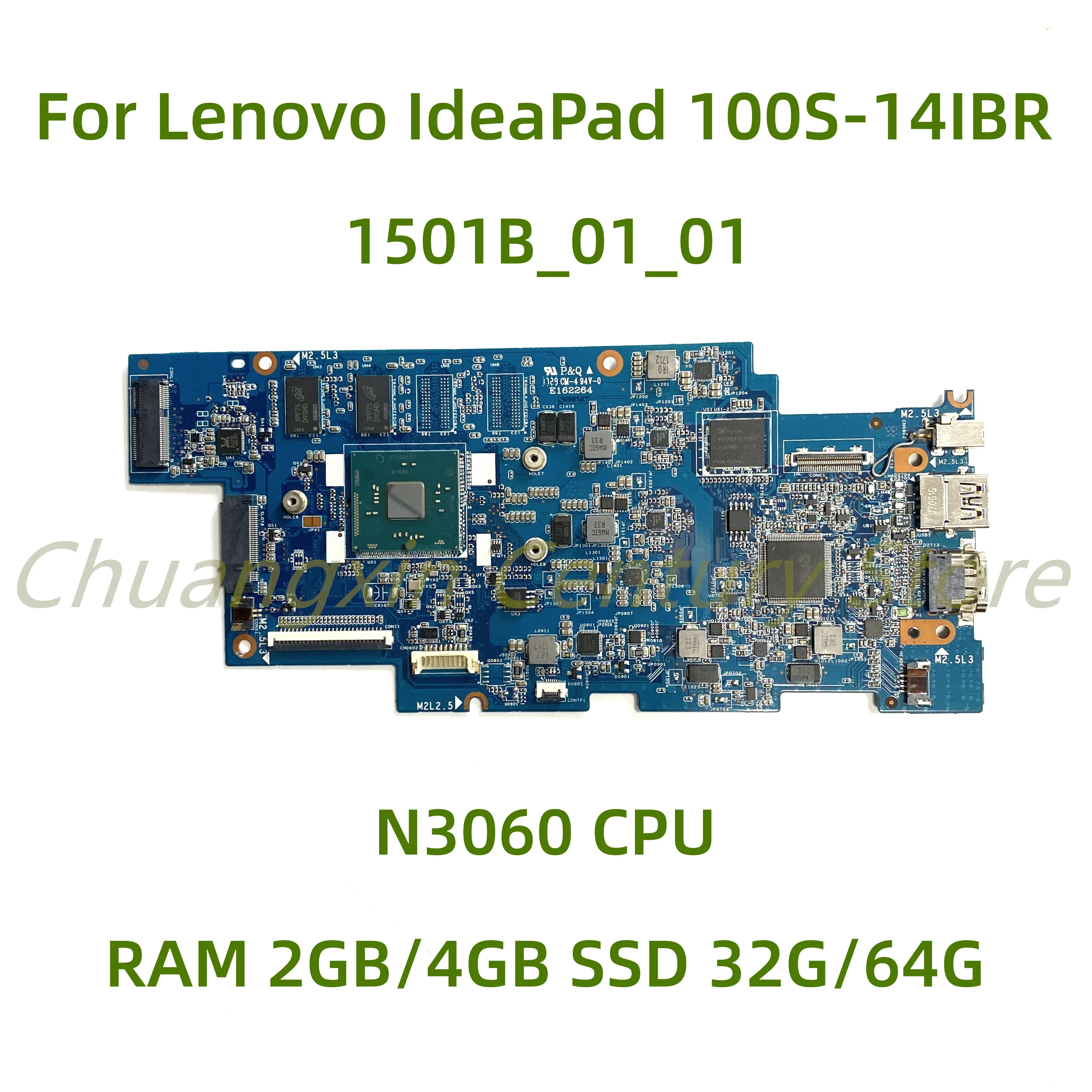 Для Lenovo IdeaPad 100S-14IBR материнская плата ноутбука 1501B-01-01 с процессором N3060 Оперативная ПАМЯТЬ 2 ГБ/4 ГБ SSD 32G/64G 100% Протестирована, Полностью работает