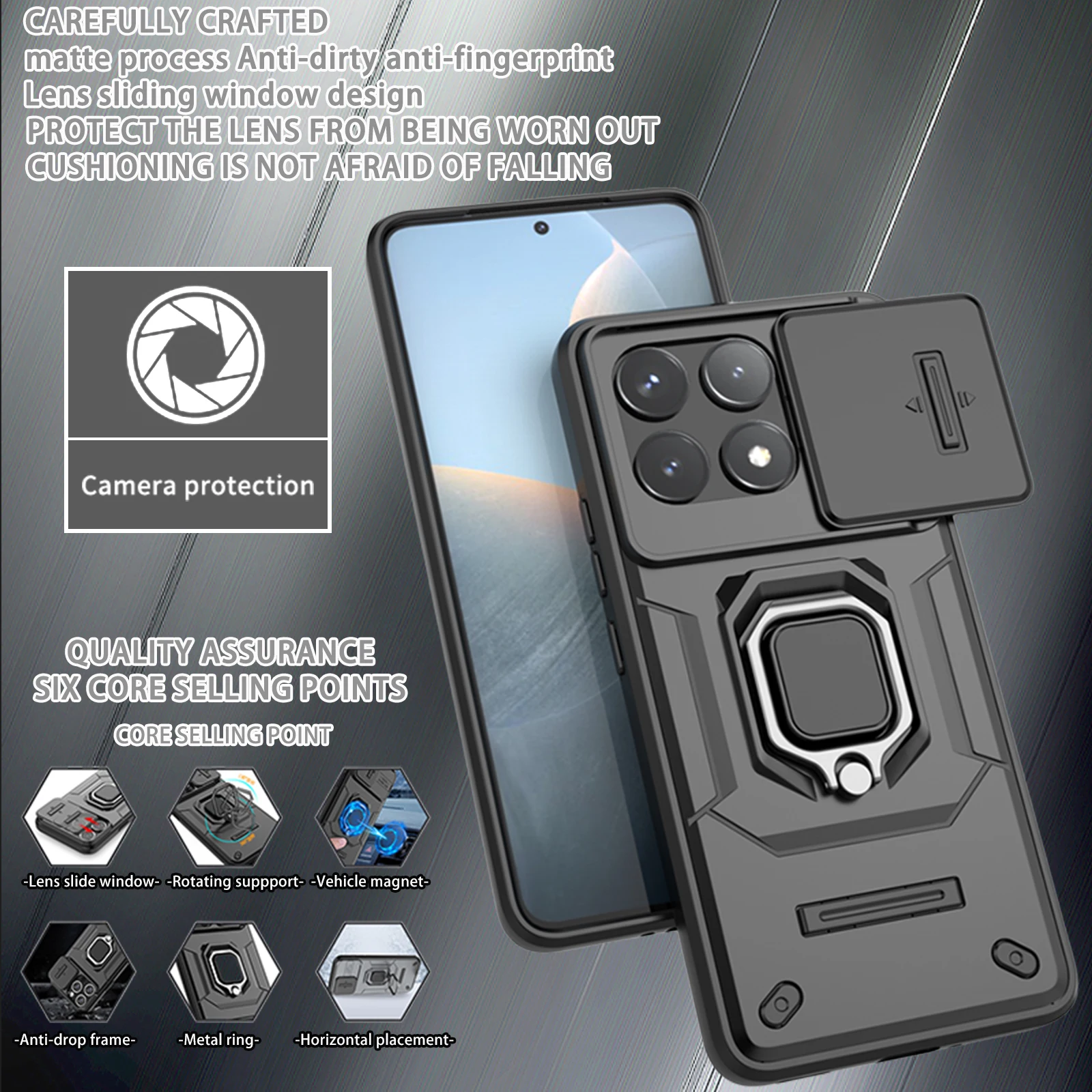Для Xiaomi Redmi K70 Pro Чехол С Магнитным Кольцом Автомобильный Держатель Чехол Для Телефона Xiaomi redmi K70 K70Pro K70E Slide Camera Armor Задняя Крышка