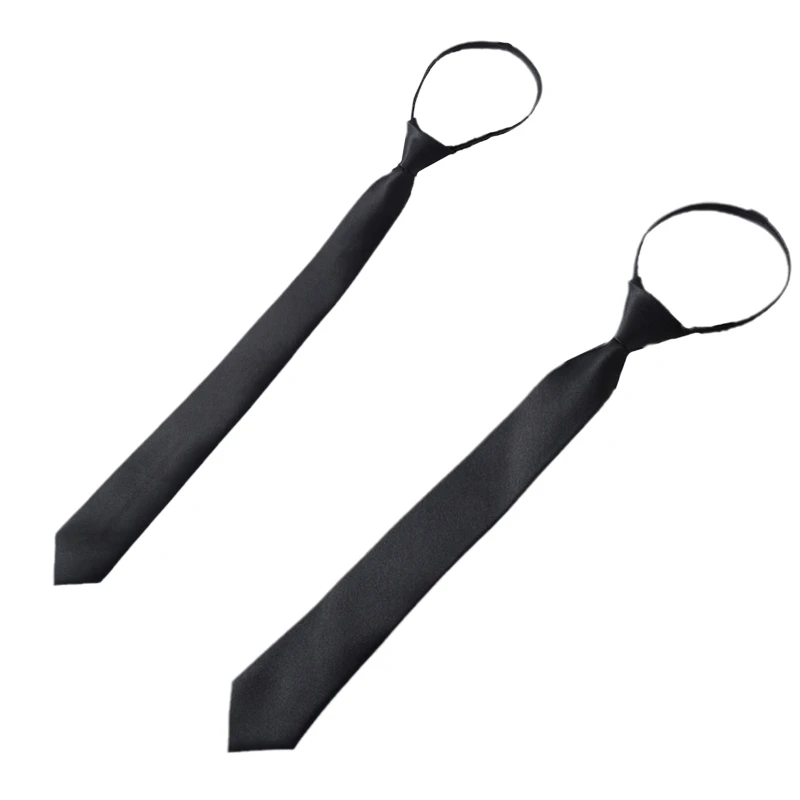 Для мужчин и женщин в корейском элегантном стиле, черный галстук с регулируемой застежкой-молнией, предварительно завязанный однотонный узкий галстук для официальной свадьбы, выпускного