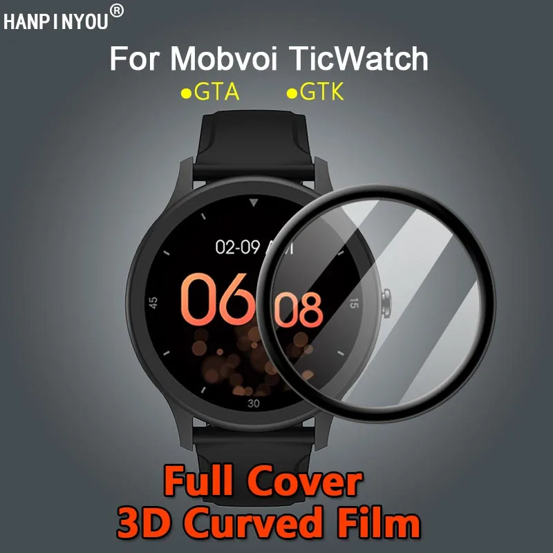 Для смарт-часов TicWatch GTA GTK Ultra Clear Full Cover 3D Изогнутое Покрытие Из Мягкой Пленки PMMA Защитная Пленка Для Экрана -Не Закаленное Стекло