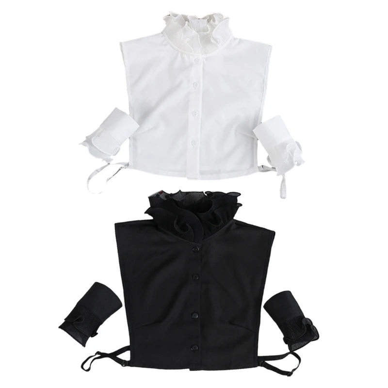 Женская блузка с искусственным воротником-стойкой с оборками, винтажные однотонные съемные рубашки-половинки, укороченный топ, Аксессуары для одежды