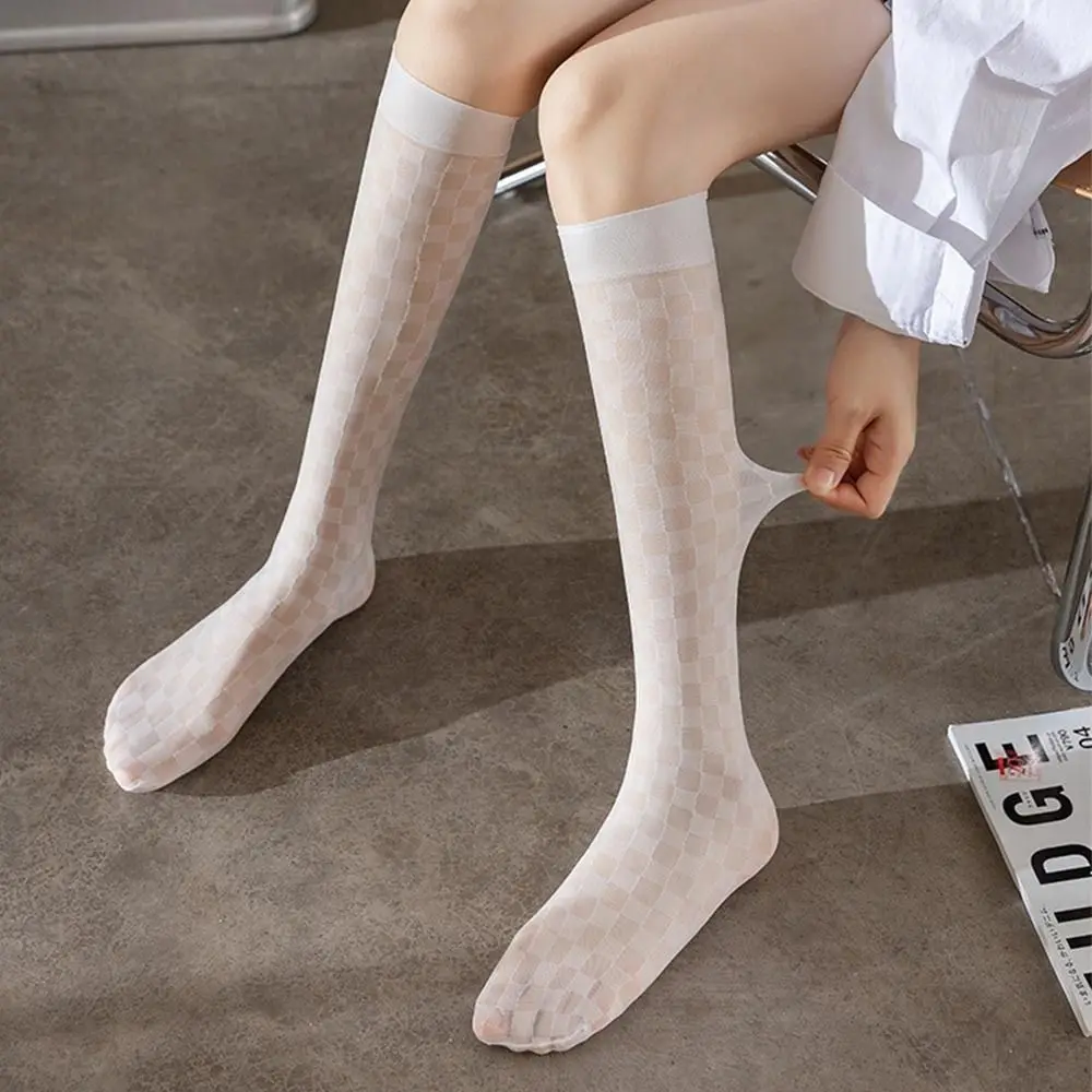 Женские летние тонкие чулки, носки до икр, длинные ромбовидные чулочно-носочные изделия в британском стиле, модные дышащие чулочно-носочные изделия