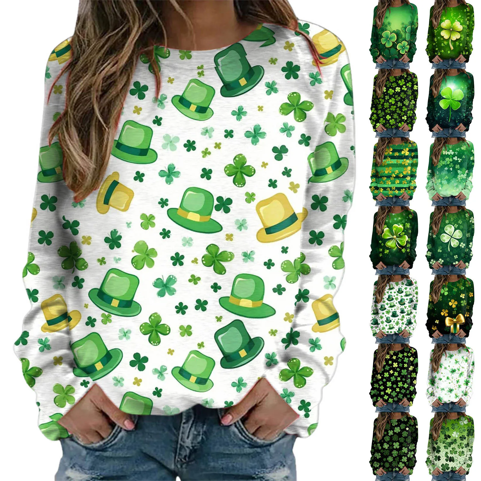 Женские футболки на День Святого Валентина, зеленая толстовка с круглым вырезом, рубашка с рукавом реглан, пуловеры, топы, Свободные, подходящие Нарядные куртки с капюшоном Для женщин