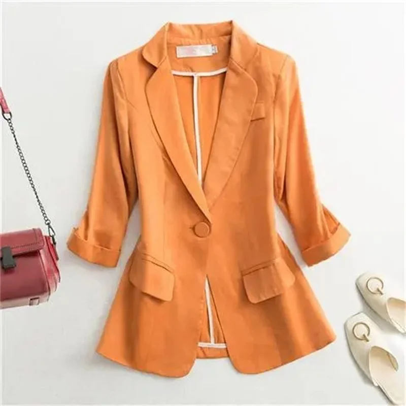 Женский тонкий пиджак 2023, Весенне-летние топы, Корейская мода, приталенный жакет для отдыха с коротким рукавом, Офисные Женские блейзеры, верхняя одежда