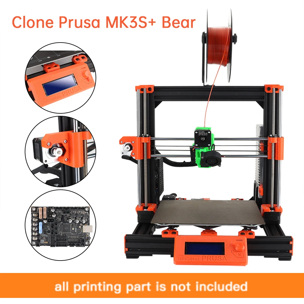 Клон Prusa i3 V2.0 MK3S + Bear 3d Принтер Обновленные наборы Принтеров DIY с Высококачественными Деталями 3D принтера Super Pinda